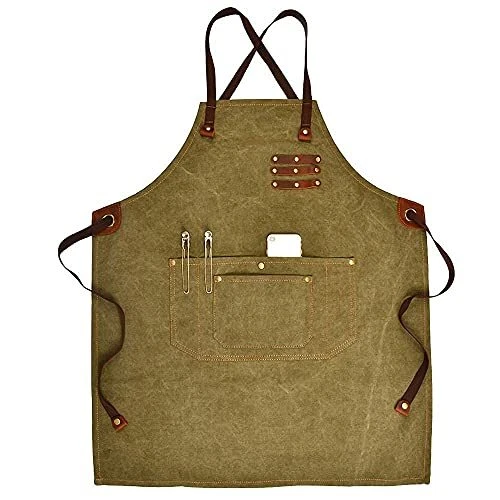 Waxed Canvas Work Aprons for Men & Women, Shop Apron, Heavy Duty Woodworking,