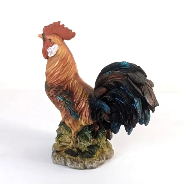 Vintage Resin Hand Painted Rooster Figurine Highly Detailed Farmhouse Style 6.5" 4