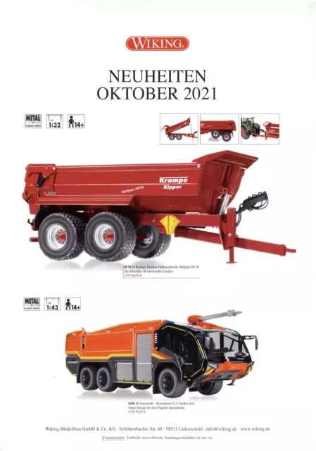 Wiking Prospekt Neuheiten Nutzfahrzeuge 2021 10/21 D 1 Bl brochure model cars