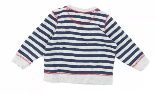 Gap Boys Grey Striped Cotton Basic T-Shirt Size 6-9 Months Crew Neck Snap