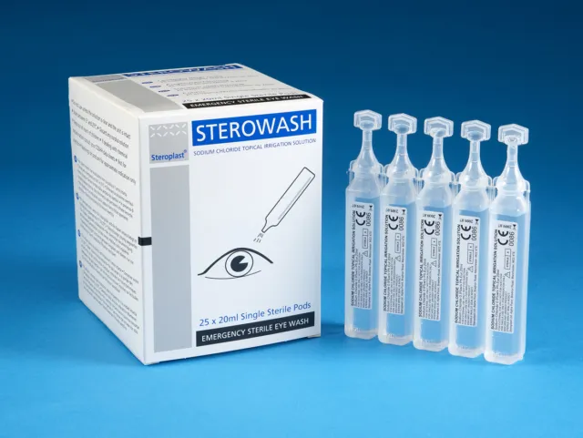 5 x Eyewash Pods / Eye & Wound Wash 20ml -Sterowash -
