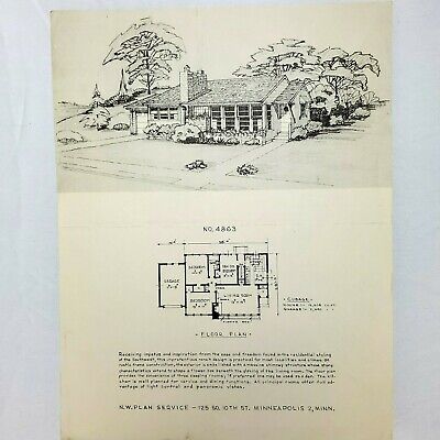 Vintage Single Story Ranch House Floor Plans No.4863 NW Plan Service Minneapolis