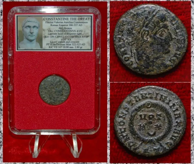 Ancient Roman Empire Coin CONSTANTINE THE GREAT VOT XX Wreath Ticinum Mint