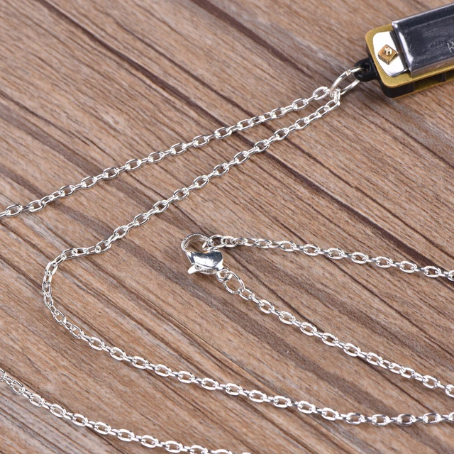 (Silver)Mini Harmonica Clé C 4 Trous Collier Harmonica Portable Pour Enfants