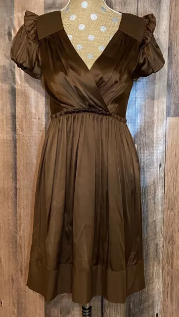 New Bcbgmaxazria Silk Chocolate Brown Party Dress  4 $299 Nwt