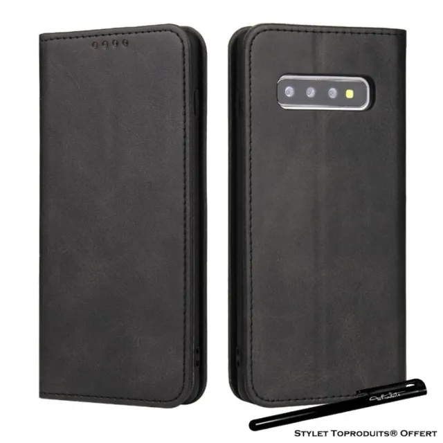 Etui portefeuille noir pour Samsung S10 S10e S10Plus Housse protection