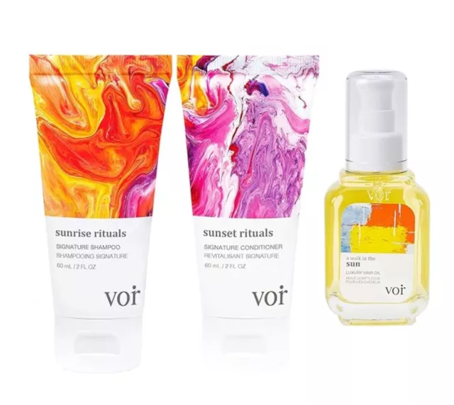 Voir Haircare Sunshine Essentials Kit-Shampoo Conditioner Hair Oil Set-Travel Si