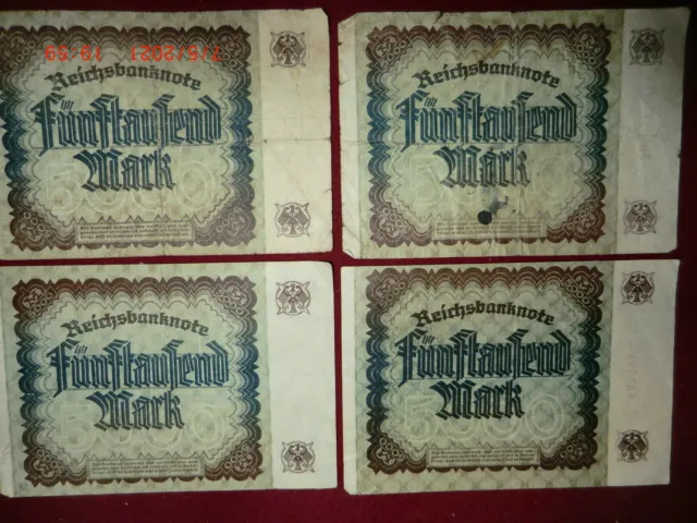 4 Stück Reichsbanknoten - Fünftausend Mark vom 02. Dezember 1922 2