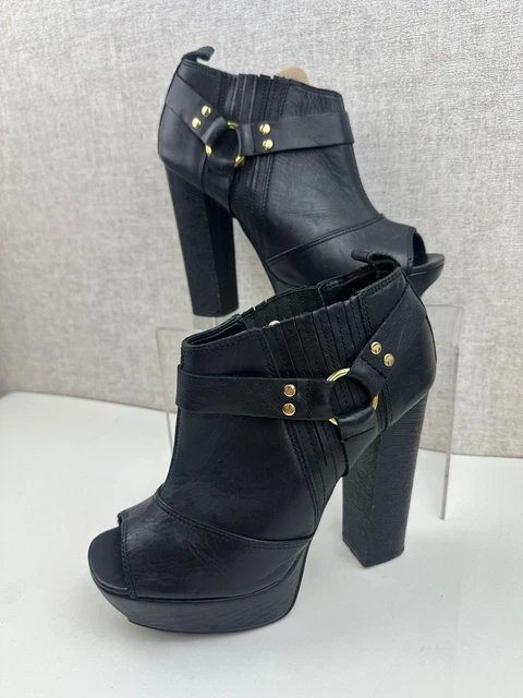 Bottines Zara Femme En Cuir Nubuck Noir - Taille EUR 41 - Talon Haut 9.5 Cm - Occasion