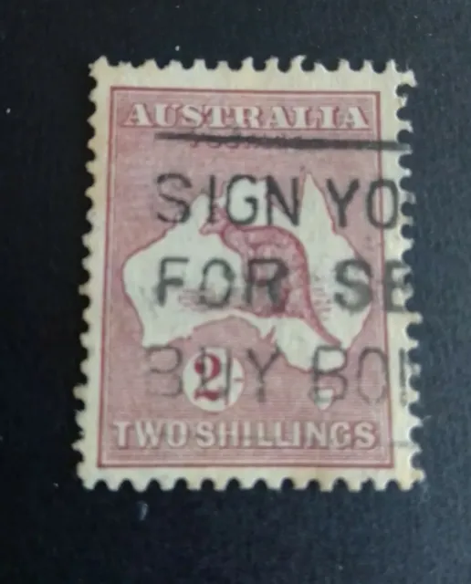 Sellos Australia Usados 1913   Serie Básica. Mapa Y Canguro. 2 Shillings