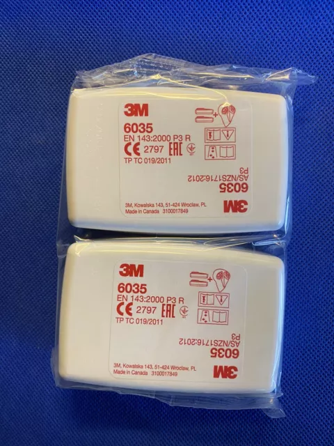 NEW Genuine 3M 6035 P3 Particulate Filters One Pair - Sealed Expiry 2030