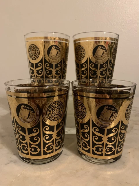 1965 Libbey Rock of Gibraltar Prudential Tumbler Gold & Black