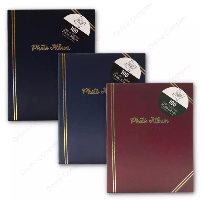 Tallon Album Fotografico 6""x4"" con 100 Tasche Nero Semplice, Blu o Borgogna