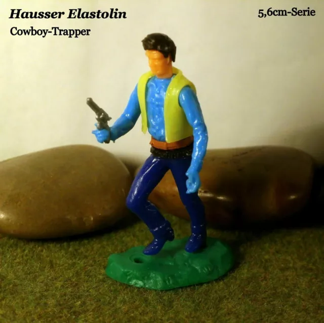 Original Hausser Elastolin 5,6cm beweg.-Steckfigur Trapper mit Colt NEU