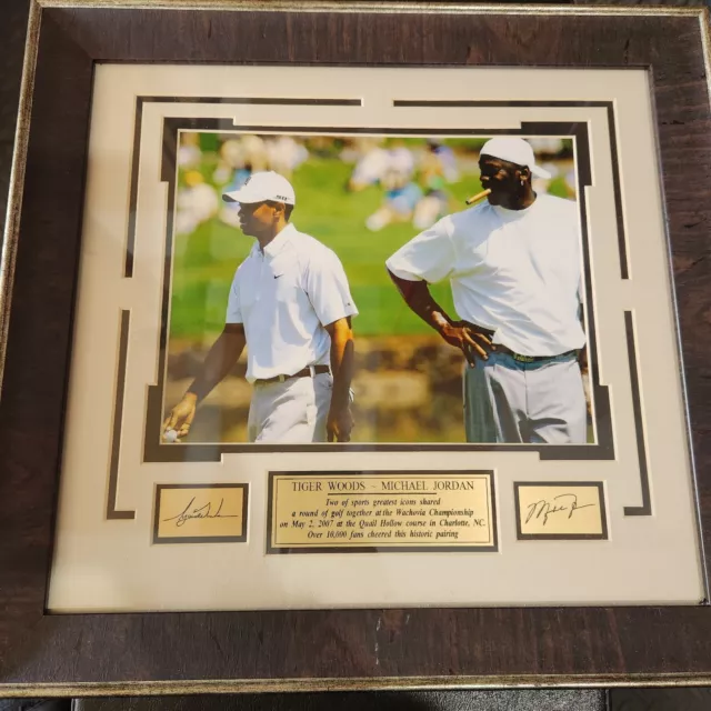 Tiger Woods and Michael Jordan Golf Round 2007 Frame Photo Engraved Autographs