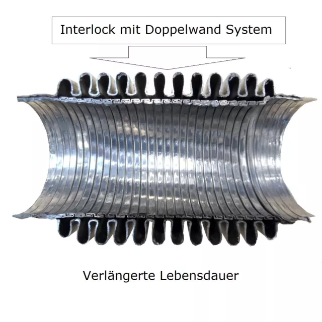 Edelstahl Stossfest HD Auspuff Flexrohr Flexstück 70mm x 100mm Interlock für VW