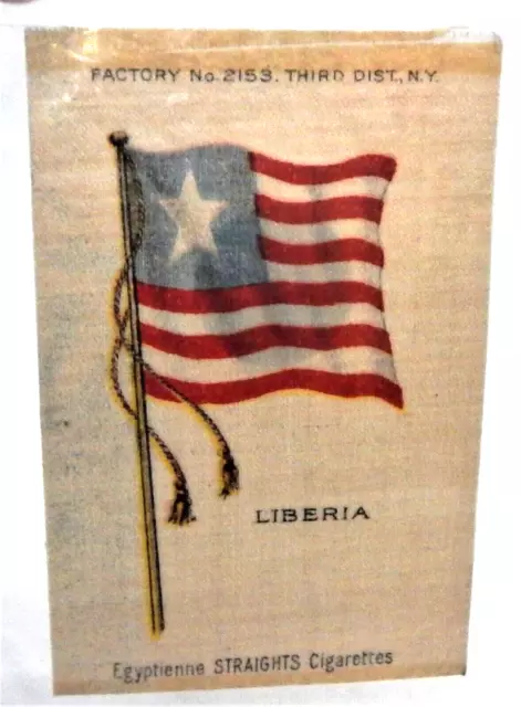 Liberia Country Flag Egyptienne Straights Cigarettes - Circa 1910 Silk Souvenir