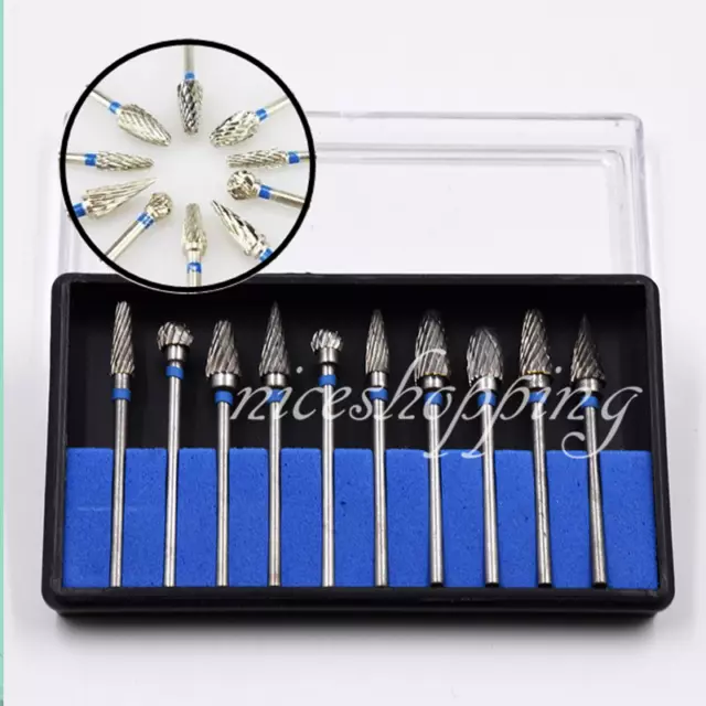 10 Pcs/Box Dental Burs Tungsten Carbide Steel Lab Burrs Tooth Drill 2.35mm