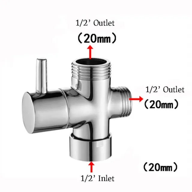 T-adapter Shut-off Valve,3-way Connector 1/2" Toilet Bidet Sprayer Diverter