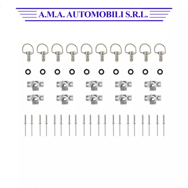 Kit 10 Sganci Rapidi Viti Carene Moto/Minimoto Acciaio Inox 50 Pezzi 14Mmx6Mm