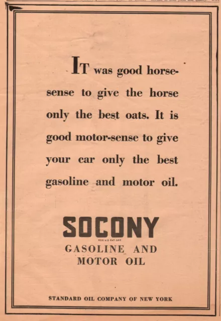 1928 Standard Oil Co. print ad Socony Gas & Motor Oil