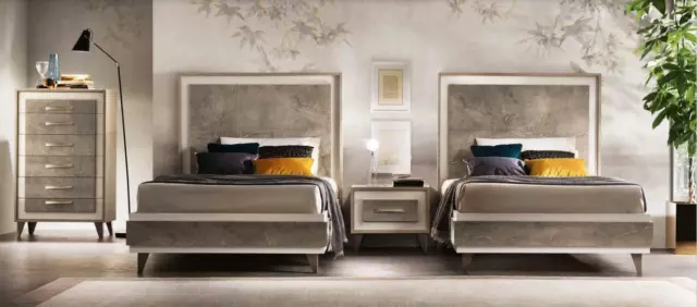 Italienne Meuble Design Chambre à Coucher Nachttische Lit 3tlg. Ensemble Lits