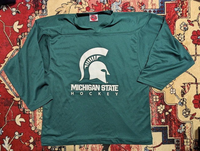 MSU Michigan State University Hockey Jersey Adult Size Large Green Sparty K1