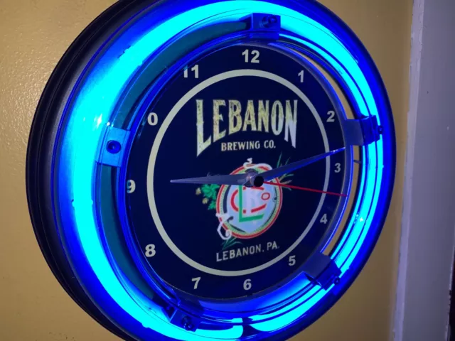 Lebanon Pennsylvania Beer Bar Man Cave Neon Wall Clock Advertising Sign 2