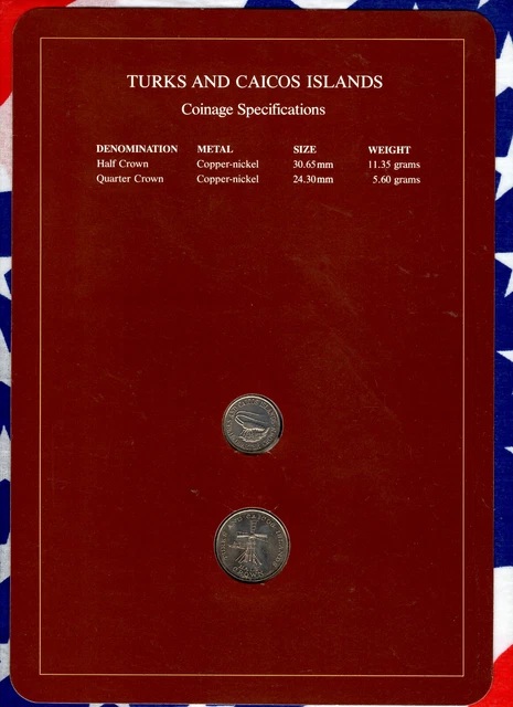 Coin Sets of All Nations Turks & Caicos UNC 1/2 & 1/4 Crown 1981 6DEC1983 2