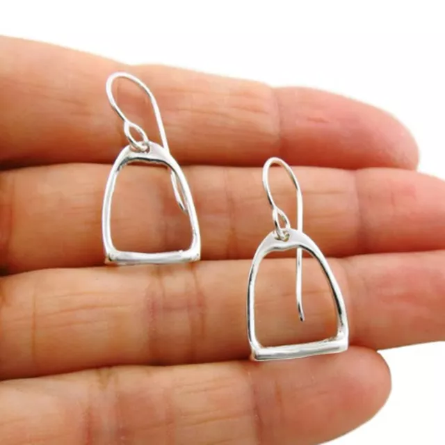 925 Sterling Silver Equestrian Horse Stirrup Earrings Handmade Jewelry st131