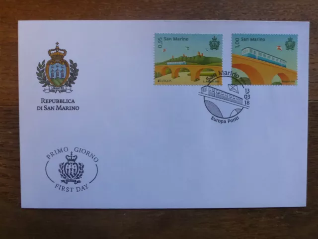 San Marino 2018 Europa-Bridges Set 2 Stamps Fdc First Day Cover