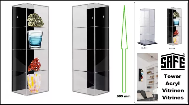 Acrílico Vitrinas Torre 4 Plano + Schwarze-Rückwand Safe 5112 605x210x155 MM