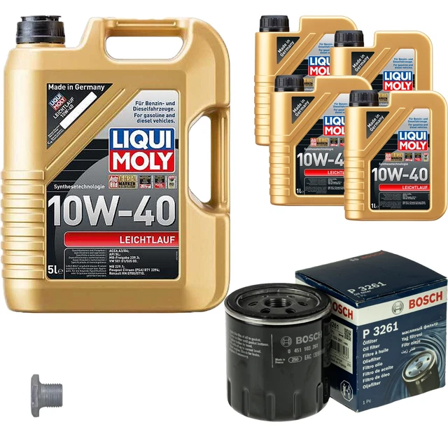 Filtro olio Bosch 9L Liqui Moly a funzionamento leggero 10W-40 per Citroën Peugeot Berlingo 2.0