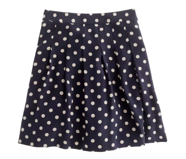 J CREW Navy Blue & White Polka Dot Pleated Skirt Size 6