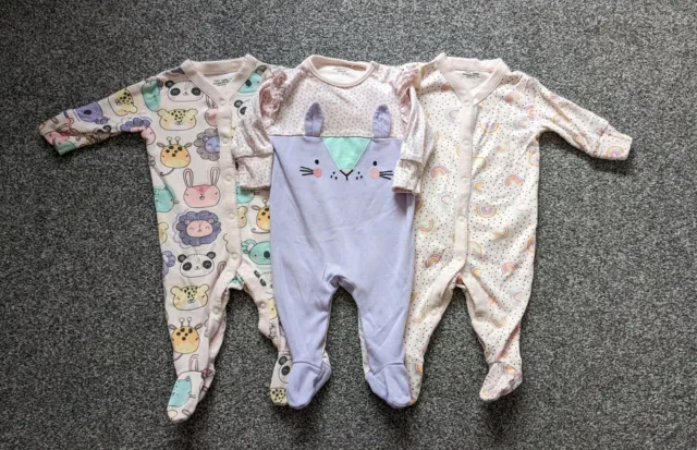 Baby Girls Clothes NEXT 0-3 Months Sleepsuits Bundle Inc NEW