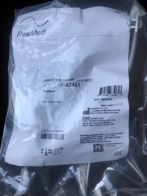 NUEVO - AIRFIT F20 MARCO SYS MED Repuesto # 63461 - MEDIANO M **SIN ENGRANAJE DE CABEZA**