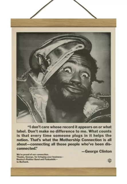 Rare George Clinton Original Promo Ad, Mounted w/Magnetic Frame!