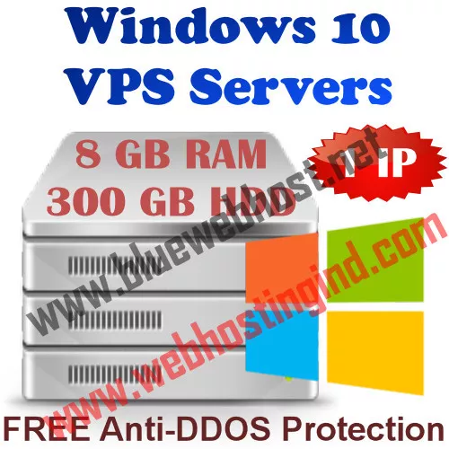 Windows 10 VPS (Virtual Dedicated Server) 8GB RAM + 300GB HDD 2