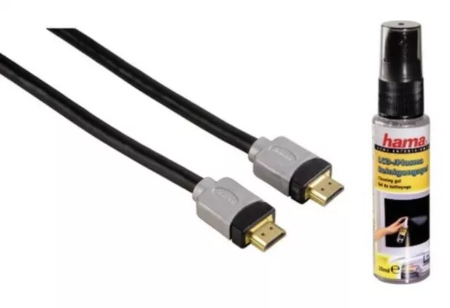 Cable HDMI profesional Hama HQ 1,5m + limpiador de TV limpieza para plasma LCD LED TFT etc