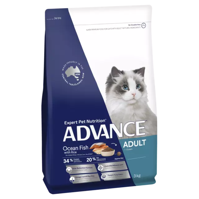 Advance Adult 1+ Dry Cat Food Ocean Fish w/ Rice 3kg