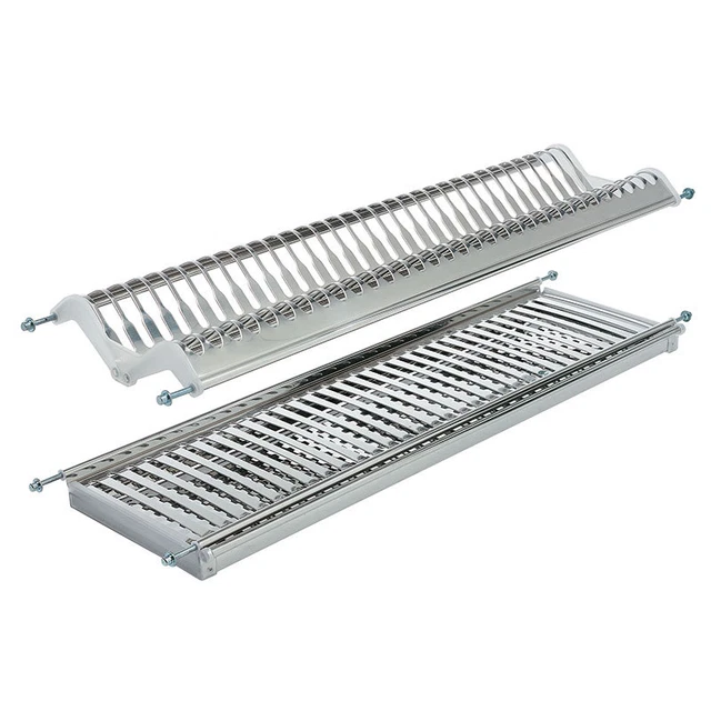 SCOLAPIATTI DA INCASSO 86,4 Cm Per Pensili 90 Cm CON TELAIO Regolabile In Alluminio Per Fine Corsa Ante – Acciaio Inox AISI 430 Con Vaschetta Raccogli Gocce – Made In Italy Con - 6