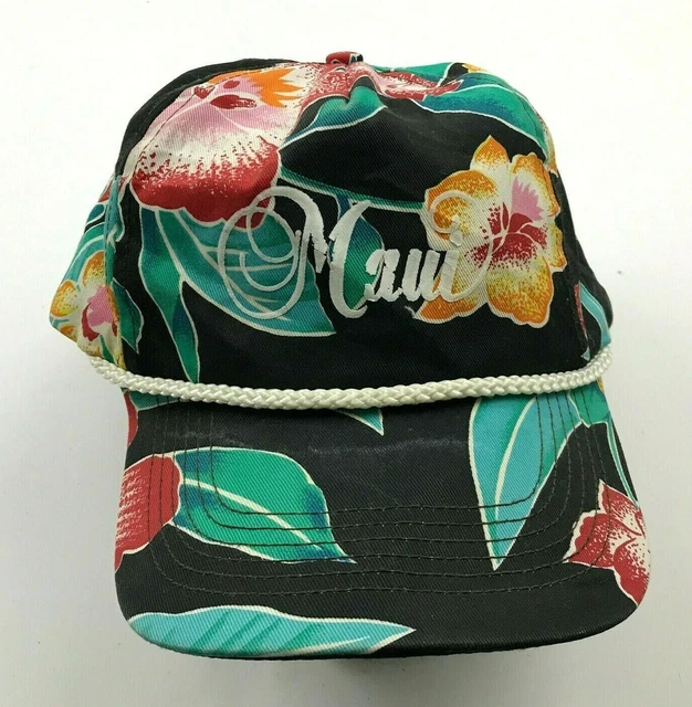 VINTAGE Maui Hat Cap Snapback Hawaiian Adjustable One Size Adult Tropical 80s