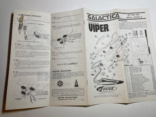 VINTAGE ESTES MODEL Rocket Instructions Battlestar Galactica Viper EX vintage-estes-model-rocket-instructions-battlestar-galactica-viper-ex