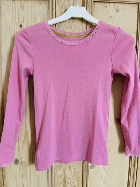 Bnwot Boden Girls Age 8-9 Years Pink Pointelle Long Sleeve Tshirt Top
