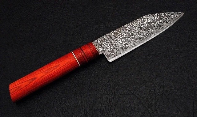 SANTOKU Damascus steel BLADE KITCHEN KNIFE/CHEF KNIFE PAKKA WOOD handle