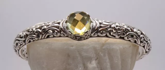 925 Sterling Silver Intricate Citrine Cuff Hinged Bracelet, Gorgeous!!