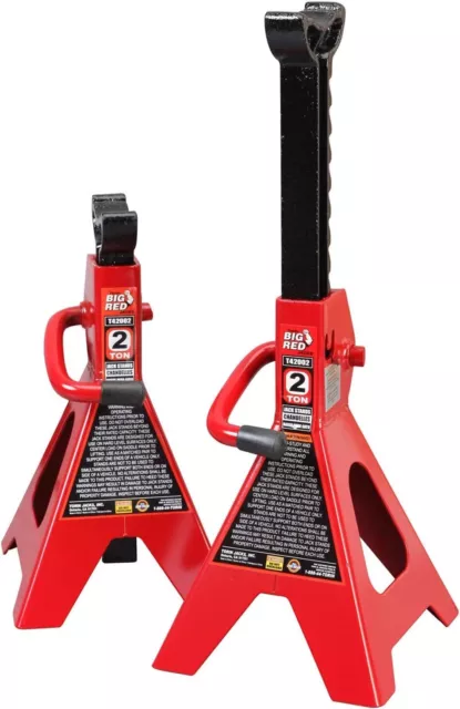 BIG RED AT42002R Torin Steel Car Jack Stands: 2 Ton (4,000 lb), Red, 1 Pair