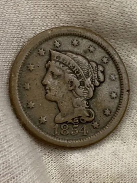 1854 1C Coronet Head Large Cent
