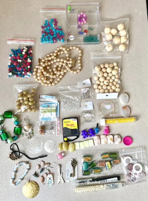 Mixed Beads Set Jewellery Thread Pendants Earrings Craft Kit Wooden Metal Shells