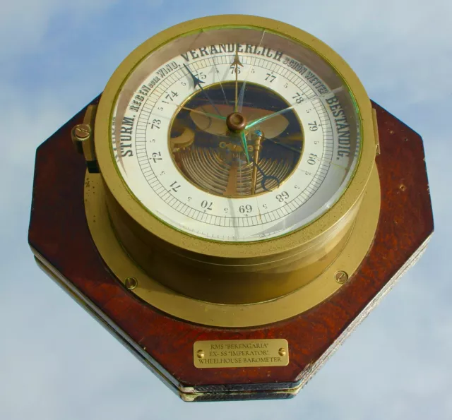 Cunard Line Rms Berengaria Ss Imperator Original Bridge Barometer C-1913